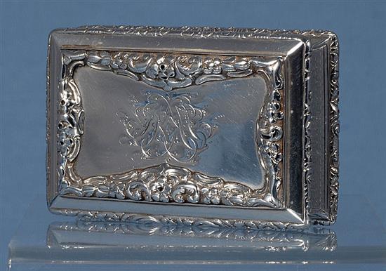 An early Victorian snuff box, by Nathaniel Mills, Length 82mm Weight: 4.1oz/128grms.